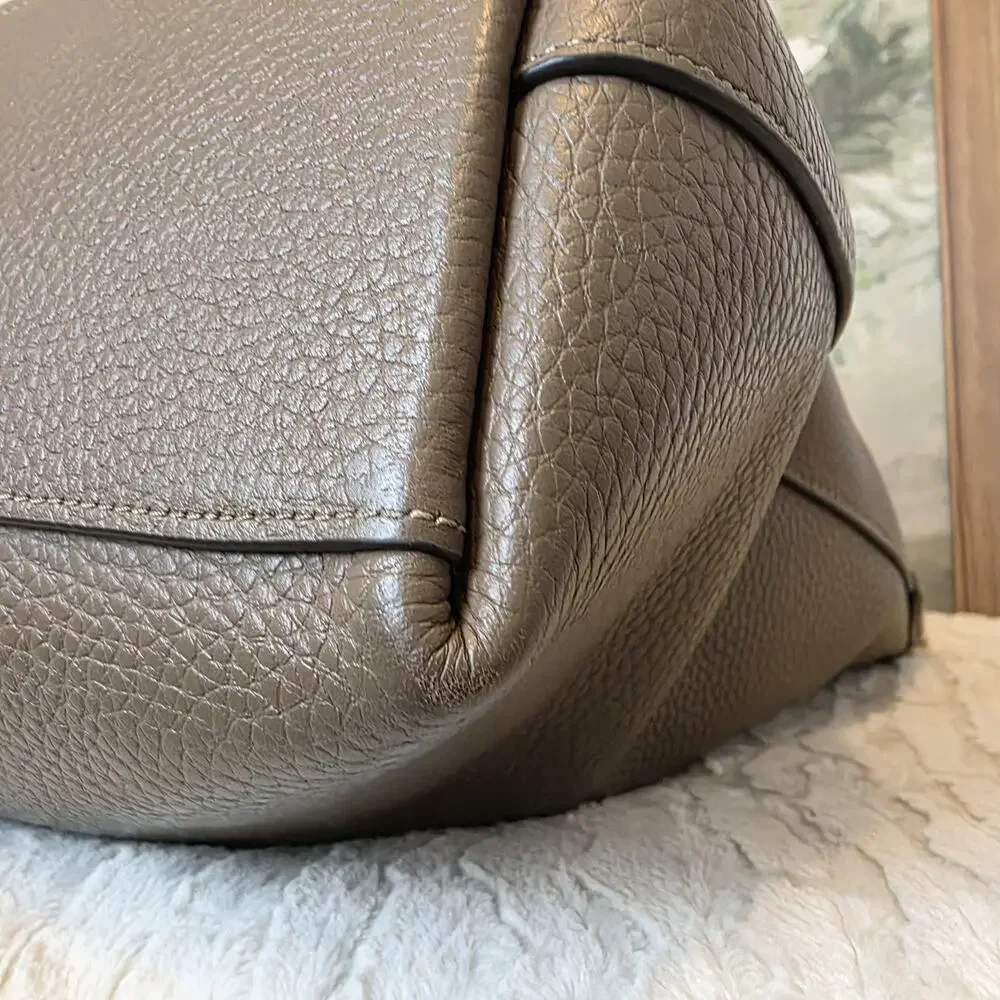 Coach Large Laurel Pebbled Leather Stone Gold Hardware